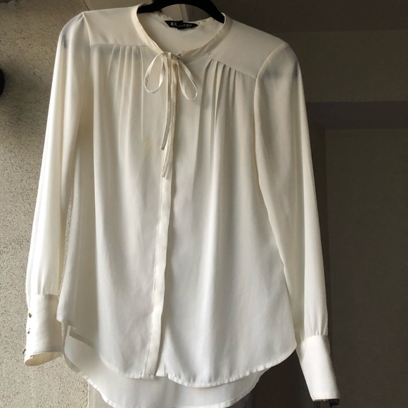 Express Tops - Express Cream Tie-Neck Blouse
